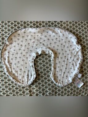 Traditional Boppy Cover - Floral and Pink Stripe